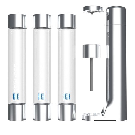 Drinkpod FIZZPod One Touch Sparking Soda Maker Machine with 3 Bottles- Polished Chrome DPFZPOD1K-SLVR-CRM